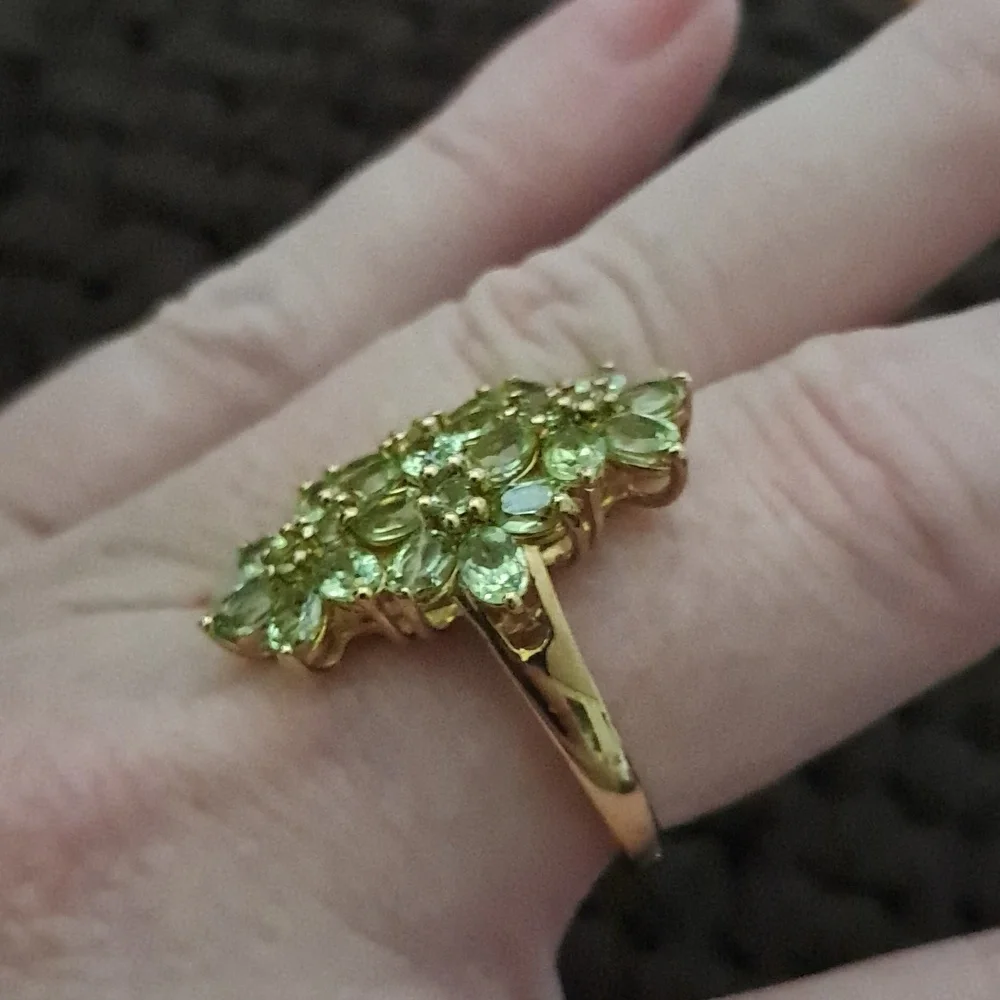 Arizona Peridot Floral Ring in Vermeil Yellow Gold Over Sterling Silver